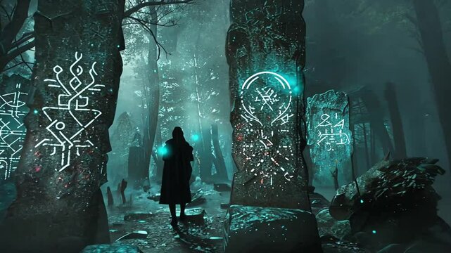 Geheimnisvoller Wanderer entdeckt leuchtende Runen in uralter Ruine