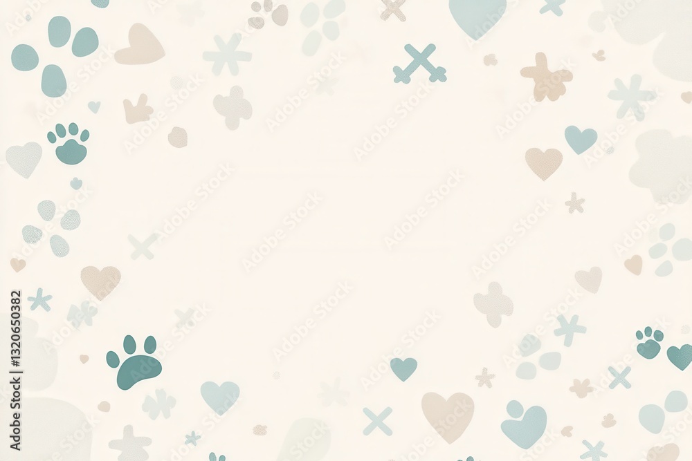 Poster clean minimalist veterinary background with pastel colors and harmonious icons for professional bann