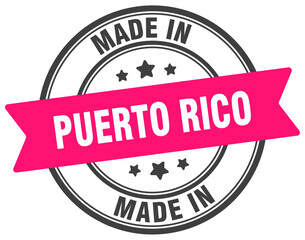 Made in Puerto Rico round sign. Made in Puerto Rico stamp.