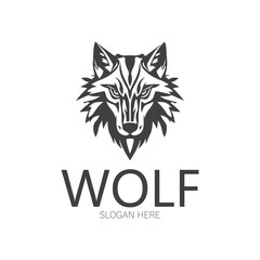 Night wolf abstract Logo template design simple isolated background.