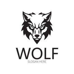 Night wolf abstract Logo template design simple isolated background.