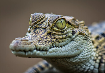 Fototapeta premium Alligator Face Close-Up Eye Scales Focus