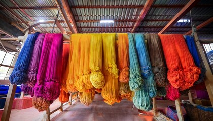 dyeing fabrics yarn in dyeing farm production