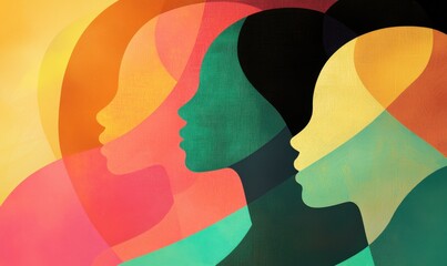 Diverse female silhouettes abstract expressions of identity