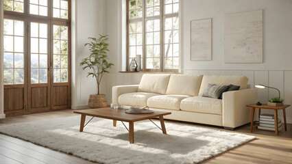 Minimal living room design modern home interior decoration bright space natural light serenity