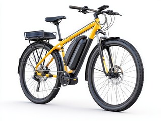 High performance yellow electric mountain bike with rugged tires and advanced suspension system for extreme outdoor sports and off road cycling