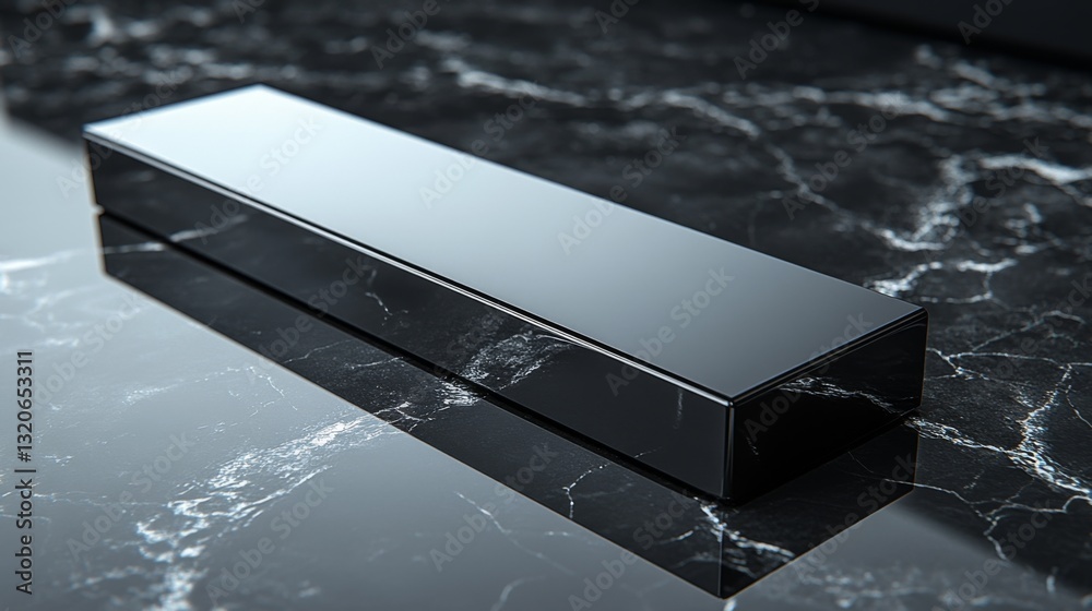 Poster a sleek black steel block rests on a polished marble surface, highlighting the craftsmanship in mode