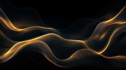 This ornate backdrop features flowing gold lines gracefully intertwining against a rich black backdrop, creating an atmosphere of elegance perfect for upscale celebrations and special occasions