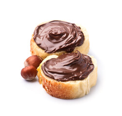 Slice of bread with hazelnut spread