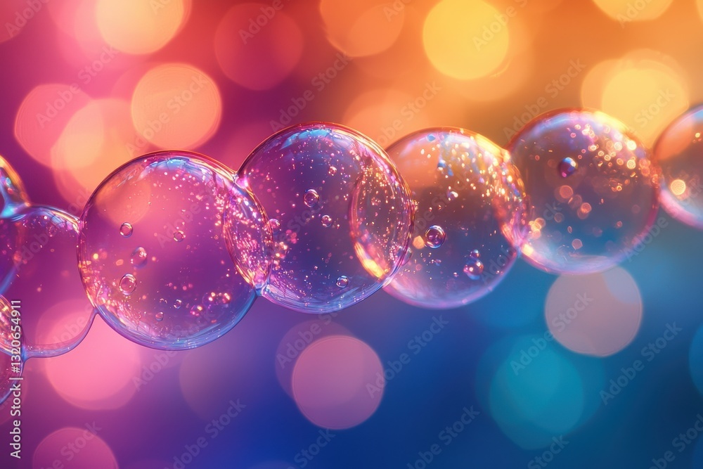 Aufkleber colorful bubbles float gracefully against a vibrant background of soft lights in a playful display o