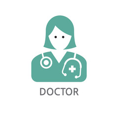 2.DOCTOR.Doctor, female doctor icon. Edible doctor, female doctor line illustration icon on white background. EPS, PNG, JPG
