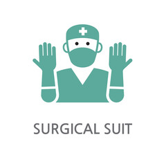 8.SURGICAL SUIT.Surgical, scrubs icon. Edible surgical, scrubs linear illustration icon on white background. EPS, PNG, JPG
