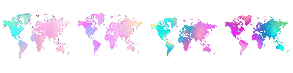 Obraz premium Vibrant Colorful Gradient World Map with Countries and Continents Borders on Digital Backdrop Global Geography International Travel and Infographic Design Element