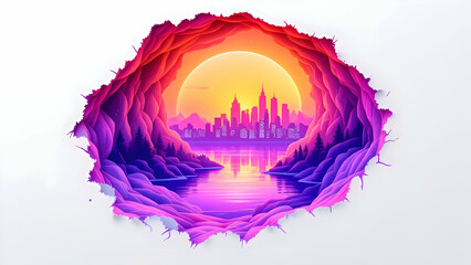 Obraz premium Beautiful hole logo design with random destination on light background