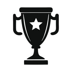Simple Black Silhouette of a Trophy with Star