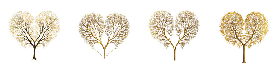 Obraz premium tree silhouettes in the shape of hearts representing the connection between nature love and growth These minimalist botanical convey a sense of romance elegance and the beauty of the natural world