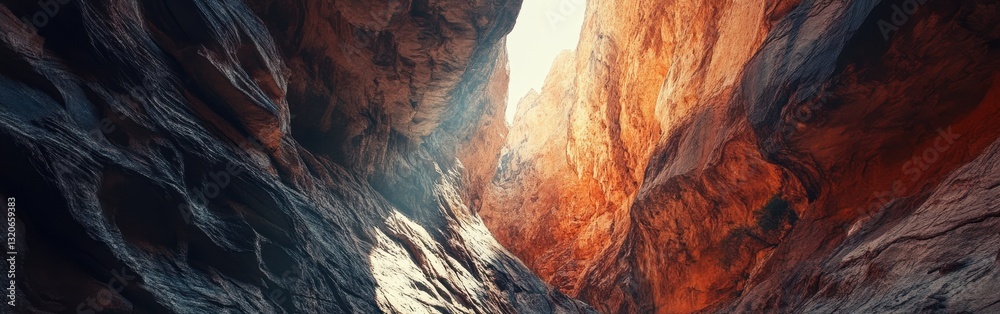 Aufkleber stunning view of rock formations and light shining through a canyon at midday in a watercolor style
