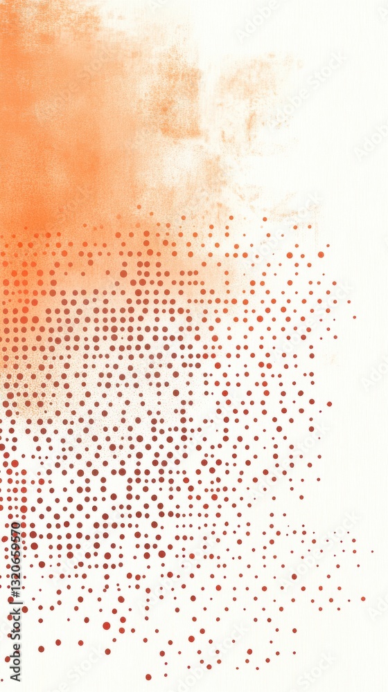 Poster Vibrant orange halftone dots creating a warm gradient blending into a soft background for artistic expression