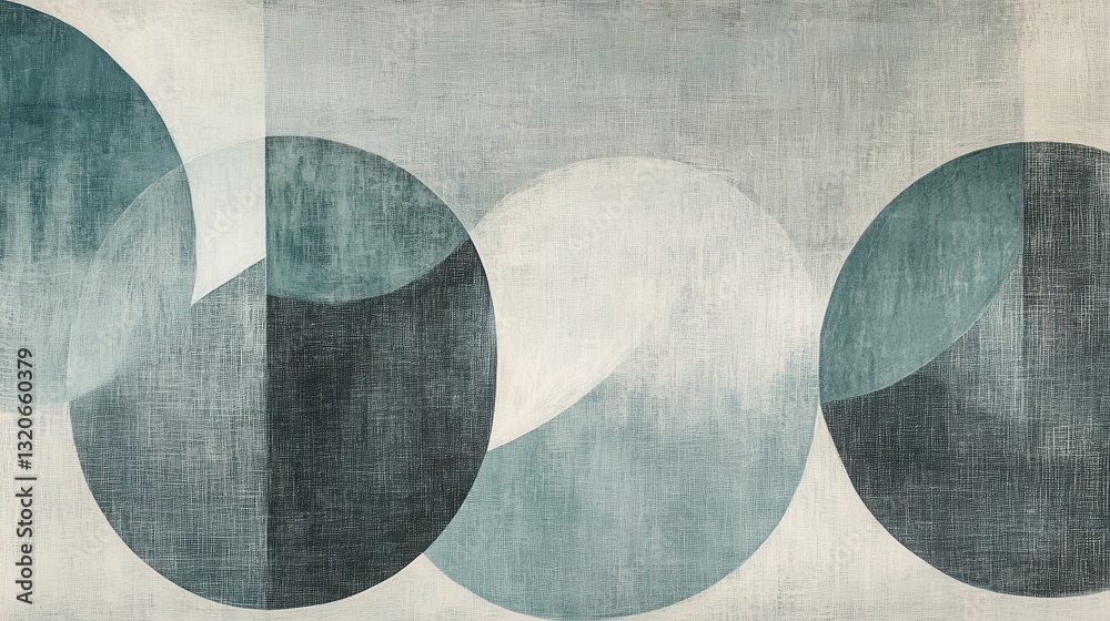 Poster Soft pencil strokes create harmonious half-circles in muted gray tones conveying serenity and simplicity