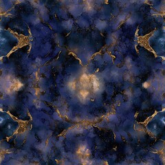 Fototapeta premium Celestial Nebula Seamless Pattern Deep Blues Purples Golden Hues