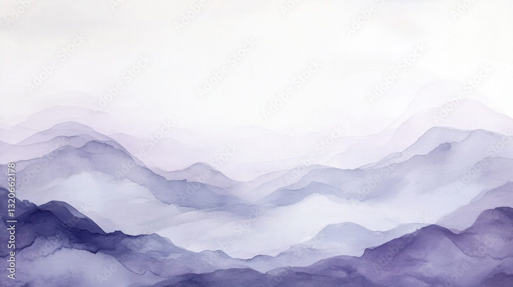 Poster stunning minimalist landscape featuring layered muted mountains with soft tones in a serene atmosphe