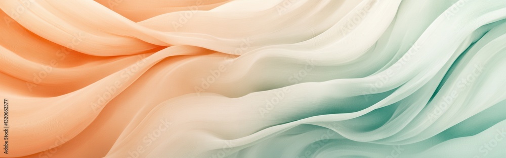 Aufkleber Elegant gradient of minimalist pencil strokes in soft shades of peach and teal forms a serene backdrop for creative projects