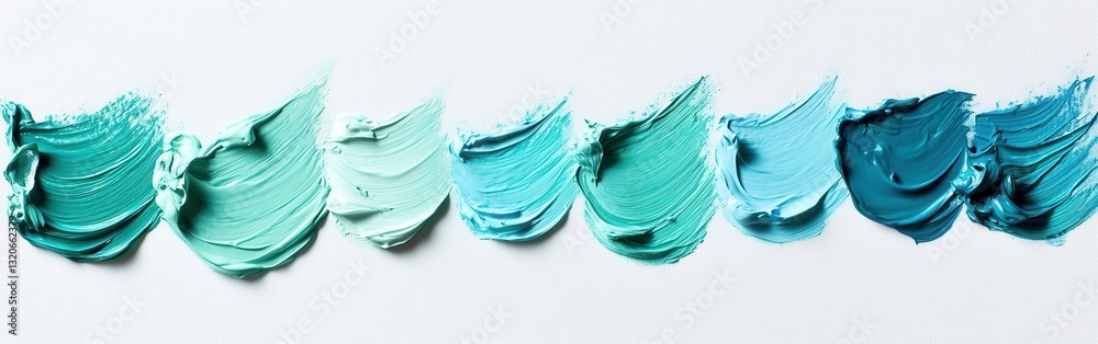 Poster gradient of minimalist pencil strokes showcasing transitional shades of blue and green on a canvas b