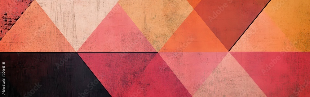 Poster minimalist arrangement of amber and pink triangles creates an elegant and harmonious design