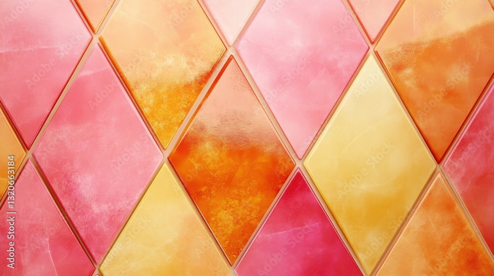 Aufkleber minimalist arrangement of amber and pink triangles creates a vibrant and modern backdrop for artisti