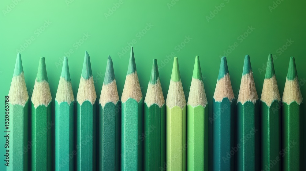Poster gradient pencil strokes design in pastel green creates a soothing visual of artistry and color blend