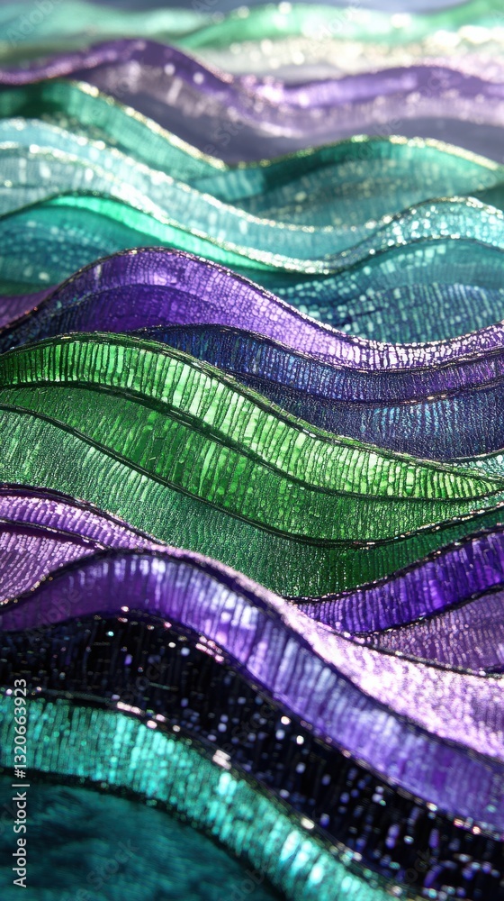 Aufkleber Gradient wave layers crafted from emerald green sapphire showcase stunning translucent textures with a rich array of colors