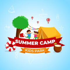 Vector illustration of Kids Summer Camp social media template