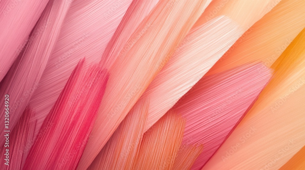 Poster elegant gradient of pencil strokes creating a serene blend of soft pink and orange hues in a modern 