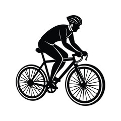 Obraz premium Cyclist riding a road bike silhouette isolated on white background