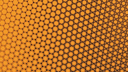 Orange color hexagonal shape modern geometrical background 4K