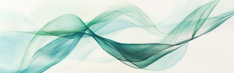 Elegant flowing ribbons of pencil strokes create a serene visual experience inspired by natural forms and soft colors