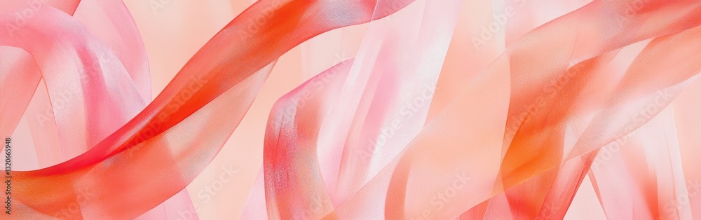 Poster delicate pencil strokes create flowing ribbons in soft coral shades for a serene artistic expression