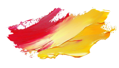 red and yellow abstract paint stroke on white background