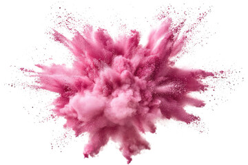 pink powder explosion on transparent background