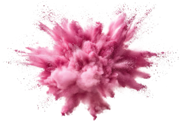 pink powder explosion on transparent background