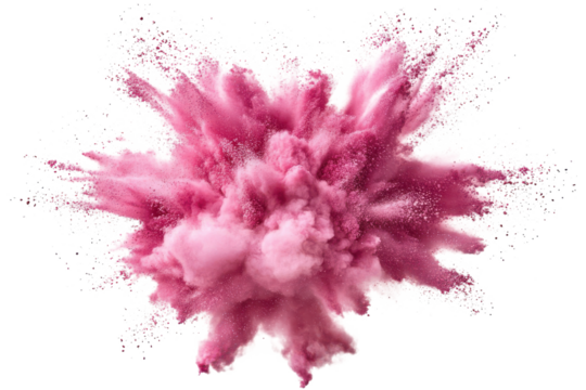 pink powder explosion on transparent background
