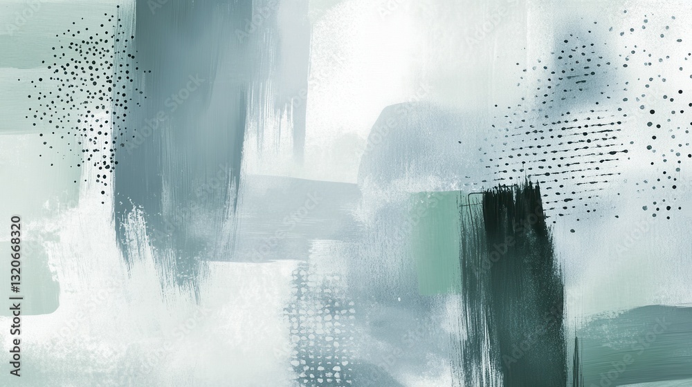 Poster abstract pencil strokes create a calming wash of muted mint tones for an artistic escape in your spa