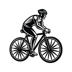 Naklejka premium Professional bicycle rider with helmet silhouette isolated on white background