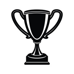 Winner's award trophy with handles silhouette isolated on white background