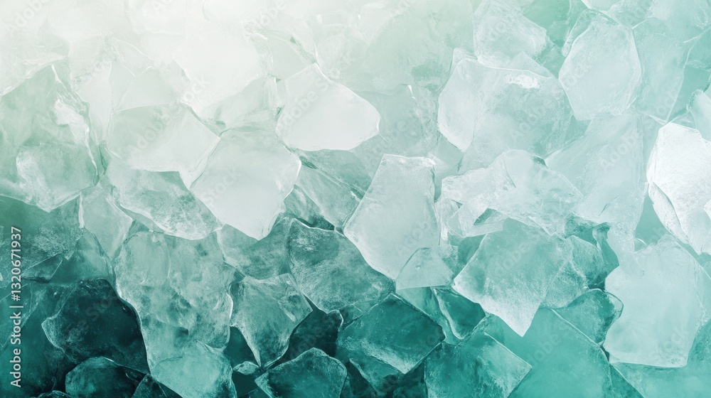 Poster stunning abstract design showcasing monochromatic mint hues and ice textures merged into a captivati