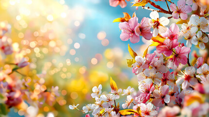 Vibrant Cherry Blossoms in Sunlit Springtime Bokeh Dreamscape