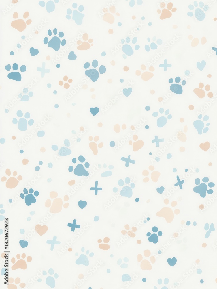 Poster minimalist veterinary background with soft pastel colors and subtle icons for professional use