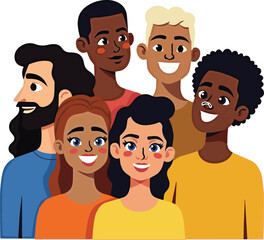 Create a People stand side by side together. Flat vector illustration with white background.