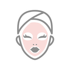 Face mask treatment for hydration and skin care. Facial mask sheet vector icon.