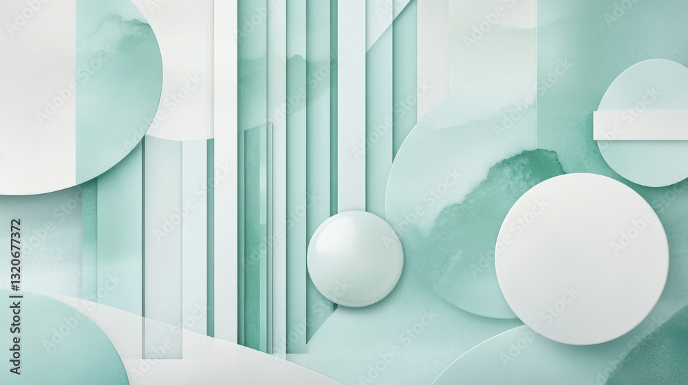 Poster Soothing abstract geometric design with soft colors and gentle shapes in a harmonious arrangement for calming visual effect